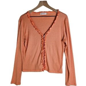Fresh Produce‎ Lettuce Edge Cardigan M Single Button Peach Orange